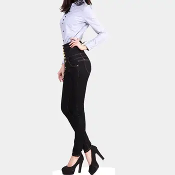 Women Jeans Winter Pencil Pants High Waist European Warm Denim Ladies Nine Legging Plus Thick Velvet Female Autumn Trouser K062