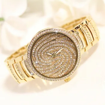 Women Stylish Watch BS Full Diamond Luxury Watch Lady All StarDress Watch Rhinestone Crystal Bangle Watches Famele
