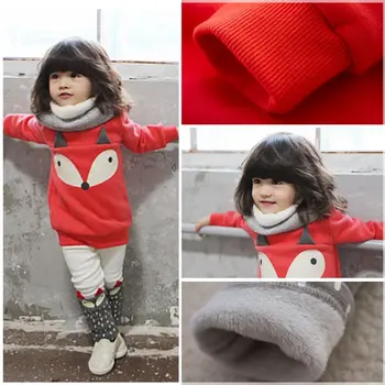 Boys And Girls Thick Velvet Long-sleeved Small Cartoon Two Piece Winter Sweater Suit Clothes Set Clothing Sets Christmas