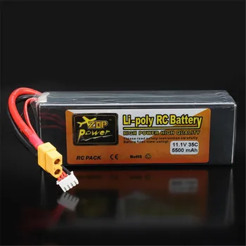 Rechargeable Lipo Battery ZOP Power 11.1V 5500mAh 3S 35C Lipo Battery XT60 Plug With Battery Alarm
