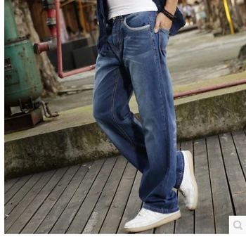Fashion brand jeans straight leg jeans trousers criminal business man pants black jeans and fat increase plus-size jeans