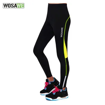 WOSAWE 3D Pad Gel Silicon Reflective Bicycle Bike Cycling Long Pants Outdoor Sport Running Fitness Compression Tights For Women