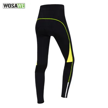 WOSAWE 3D Pad Gel Silicon Reflective Bicycle Bike Cycling Long Pants Outdoor Sport Running Fitness Compression Tights For Women