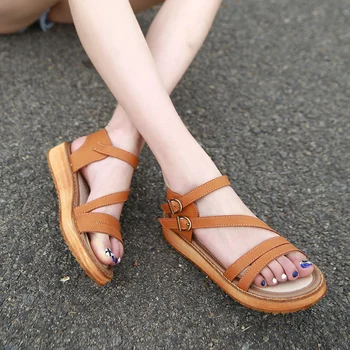 2017 Summer Korea Style Sandals Triffle Roan Gladiator Wedges Sandals Big Plus Size Ankle Strap Women Shoes Platform