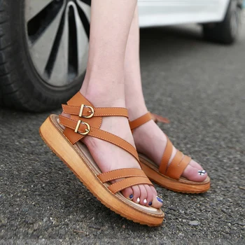 2017 Summer Korea Style Sandals Triffle Roan Gladiator Wedges Sandals Big Plus Size Ankle Strap Women Shoes Platform