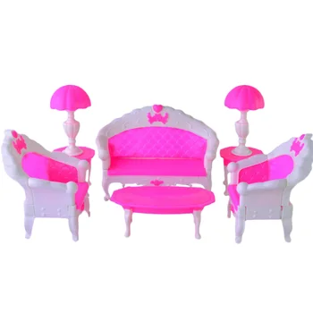 LeadingStar 2017 6PCS SET Barbie Size Dollhouse Living Room Grand Parlour Sofa Set New Year Gifts for Children Gifts