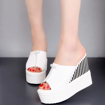 Women's Pure Color Peep Toe Sandals Summer High Heel Wedges Ladies Crystal Platform Shoes Women Nonslip Spring Wedge