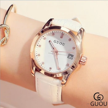 GUOU Brand Luxury Diamond Wrist Watch Women Watches Auto Date Ladies Watch Fashion Women's Watches Clock Women saat reloj mujer