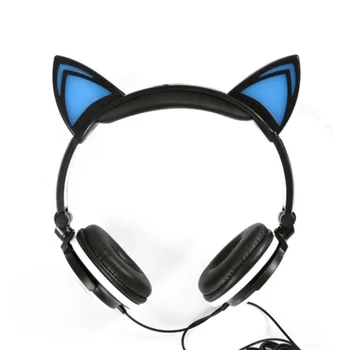 DOYO LED light Foldable Flashing Glowing cat ear headphones Gaming Headset Earphone For PC Laptop Computer Mobile Phone