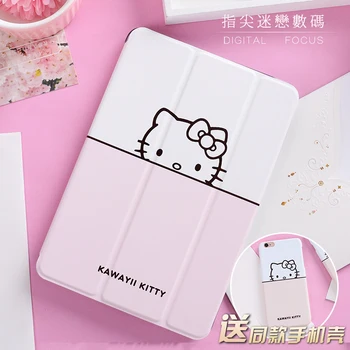 Girl Love Cute Cat Leather Case Smart Cover For iPad Pro 9.7 tablet Case Flip Cover For ipad Air 1 Air2 Mini4 Mini2 New 9.7 2017