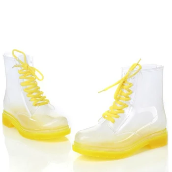 Drop Shipping Transparent Boots Clear Flat Heels Boots Water Shoes AnkleSlip-On Rainboot Martin Rain Boots, XWX195