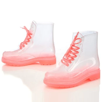 Drop Shipping Transparent Boots Clear Flat Heels Boots Water Shoes AnkleSlip-On Rainboot Martin Rain Boots, XWX195