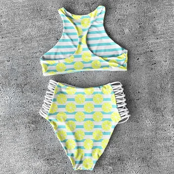 Cupshe Lemon Soda Tank Bikini Set Women Summer Sexy Swimsuit Ladies Beach Bathing Suit swimwear