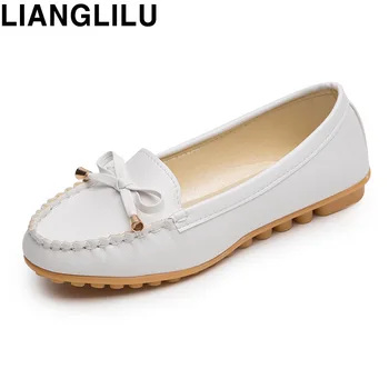Shoes Women 2017 New women genuine Leather flats casual female Moccasins Spring Summer lady loafers Women Driving Shoes