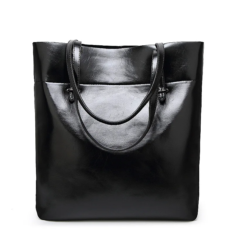 Women Bag Bucket Shoulder Bags Solid Leather Ladies Large Casual Handbags Top-handle Bags Fashion Women Tote Bags