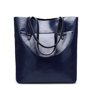 Women Bag Bucket Shoulder Bags Solid Leather Ladies Large Casual Handbags Top-handle Bags Fashion Women Tote Bags