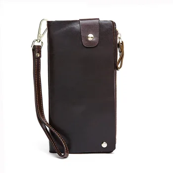 2017 Fashion Genuine Cowhide Leather Craft Men Wallet Wristlet Man Clutch Card slots Bag High Capacity Portable Purse Carteira