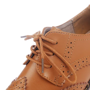 Leather shoes women brogues Lace-up shoes casual shoes creeper women's winter boots christmas gifts shellac size35-40
