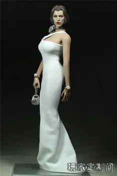 Girl Dress 1/6 Scale Female White Pearl Dress Clothing Model Toys For 12