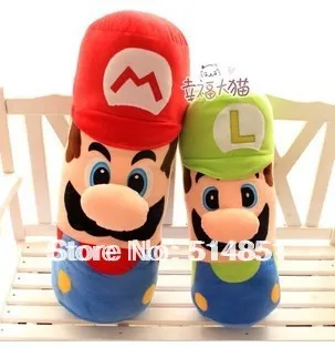 50cm Wholesale New Super Mario Bros. Stand MARIO & LUIGI cylinder Cushion / pillow Kids dolls Birthday Gift