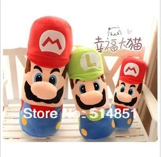 50cm Wholesale New Super Mario Bros. Stand MARIO & LUIGI cylinder Cushion / pillow Kids dolls Birthday Gift