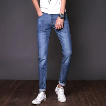 Fashion Jeans For Men Quality Cotton Straight Elasticity Pants plenty high spray extreme super Blue Skinny Slim Jean