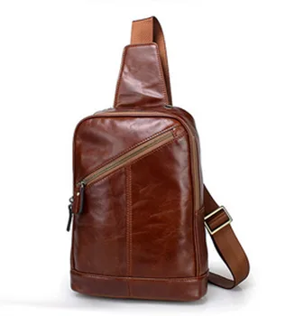 Men Genuine Leather First Layer Cowhide Sling Chest Bag Travel Riding Messenger Shoulder Pack New