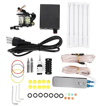 Complete Tattoo Kit Equipment Machine 5 Needles With Three Pin Us Plug Power Supply Gun Color Ink Set Hot Selling1