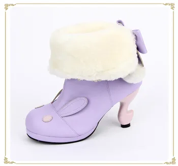 Princess sweet lolita shoes handmade lapel coscplay rabbit ears table corner short-heeled boots pu8606