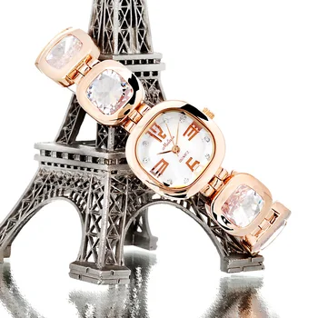 Fashion Lady Women's Watch Retro Big Crystal Bracelet Rhinestone Dress Shell Hours Girl Birthday Luxury Gift Melissa Box