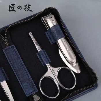 Stainless steel male nail clipper set ershao nose hair scissors finger cut finger file tweezer