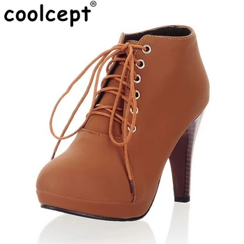 CooLcept ankle half short boots women snow fashion winter warm boot footwear high heel shoes P15117 EUR size 32-43