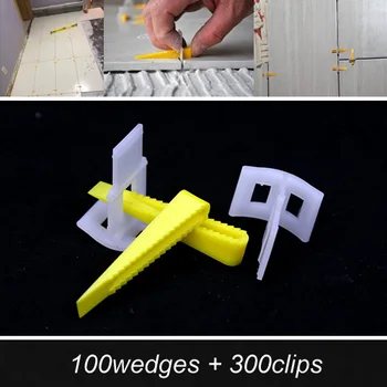 Tile leveling system for the flooring spacer level tools clips-included 100pcs wedges and 300pcs clips =ZF-F300