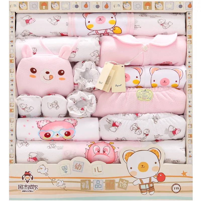 18Pcs/Lot 2017 Newborn Baby Girl Clothes Autumn Happy farm Gift Box Set Thick Cotton Character Baby Boy Clothes