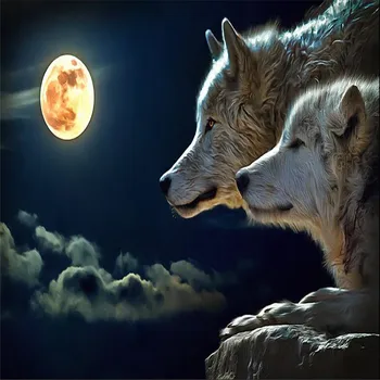 Wall decor paper 3D Night bright round moon wolves attack room dining room hotel wall covering murals-3d wall paper home decor