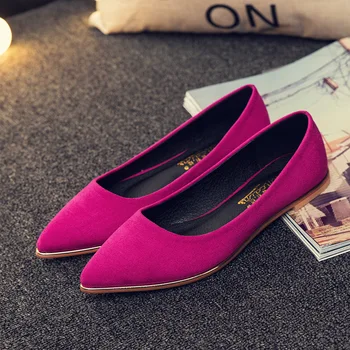 Han edition pointed flat spring 2017 designer shoes documentary female shallow mouth flat shoes suede shoes Women's shoes