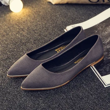Han edition pointed flat spring 2017 designer shoes documentary female shallow mouth flat shoes suede shoes Women's shoes
