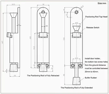 Advanced 2PCS/lot Zinc Alloy Door Stopper Spring Loaded Telescopic Step On Door Holder Stop & Release by Foot K138