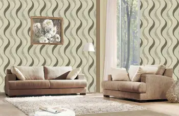 LF-77108 Warm 5M/Roll Embossed Metallic Damask Feature Flocked Non-woven Wallpaper Roll Bedroom