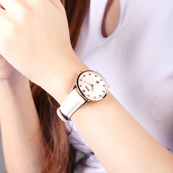 READ New fashion ladies leather women watch white quartz watches R2012