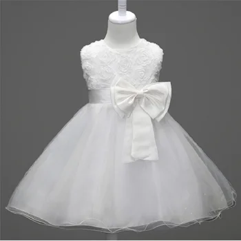 Elegant bow children's little girl ball gowns dress party frocks rose flower girl dresses for weddings
