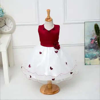 2016 Summer New Girl Sleeveless Dress Wedding Birthday Party Children The Butterfly Net Yarn Princess Dress
