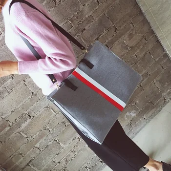 Woman Fashion Linen Portable Shopping Bag Recreation Joker Handbag Casual Tote Shopper Bag Ladies Stripe Shoulder Bag Beach Bag
