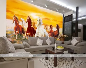 Hot can customized home decor large Mural modern 3d horse figure wallpaper wall covering fresco tv sofa background chinese style