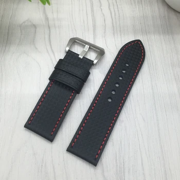 Quality Carbon fibre Leather Watchband For Garmin Fenix 3 26mm Mens Leather Watch band Black Smart watches accessories