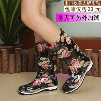 Fashion Women's rain boots non-slip boots flat heel summer Gaotong rubber rain boots ankle rainboots