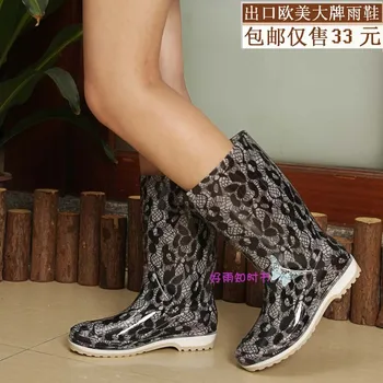 Fashion Women's rain boots non-slip boots flat heel summer Gaotong rubber rain boots ankle rainboots