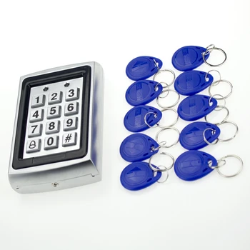 Metal RIFD standalone access control Keypad 125Khz Card access control machine+10 key fobs