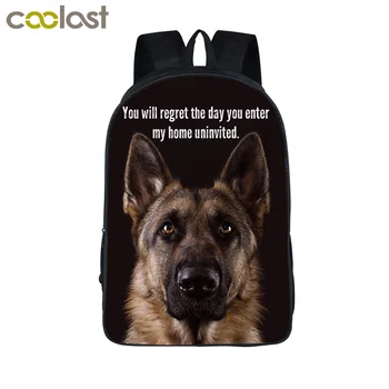 Animal German Shepherd / Pit / Staffordshire Bull Terrier / Rottweiler Backpack For Teenager Children School Bags Boy Dog Bag