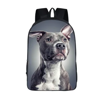 Animal German Shepherd / Pit / Staffordshire Bull Terrier / Rottweiler Backpack For Teenager Children School Bags Boy Dog Bag